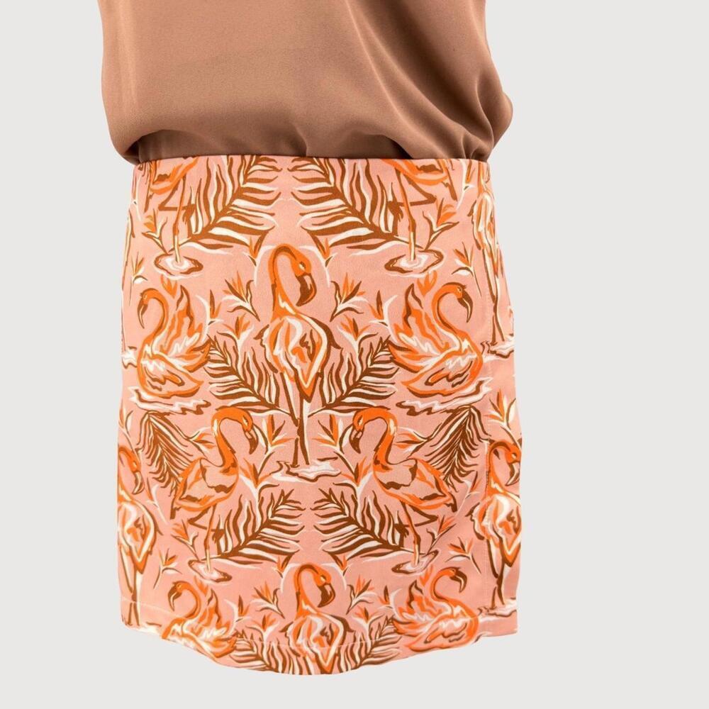 Dazey LA Retro Flamingo Print Skort Sherbet Orange Size M